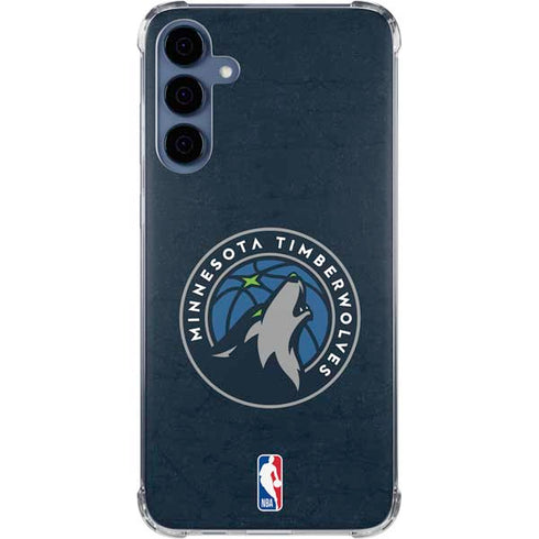 NBA Minnesota Timberwolves Distressed Galaxy A35 5G Clear Case